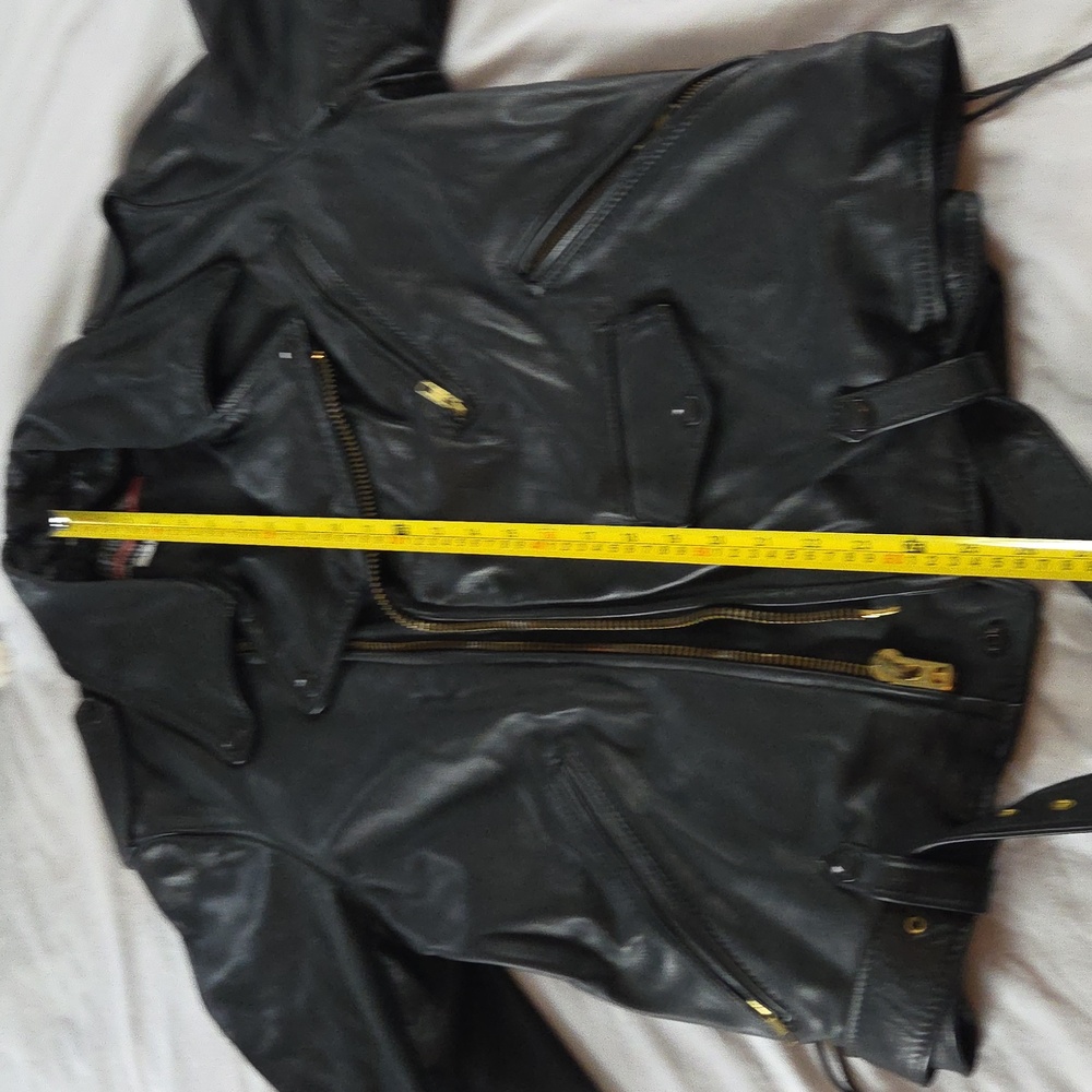 Brooks Black Leather Biker Jacket Coat Womens Size 42 MEDIUM Womans M - Picture 16 of 16